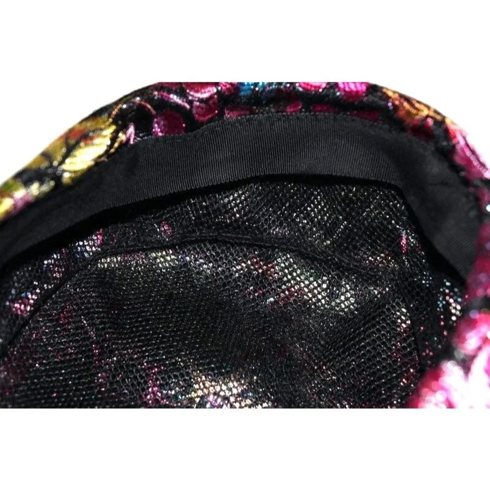 Vintage Floral Hat Womens Metallic Ombre Leaves Flowers Berries by Favorette Uni - Picture 8 of 10